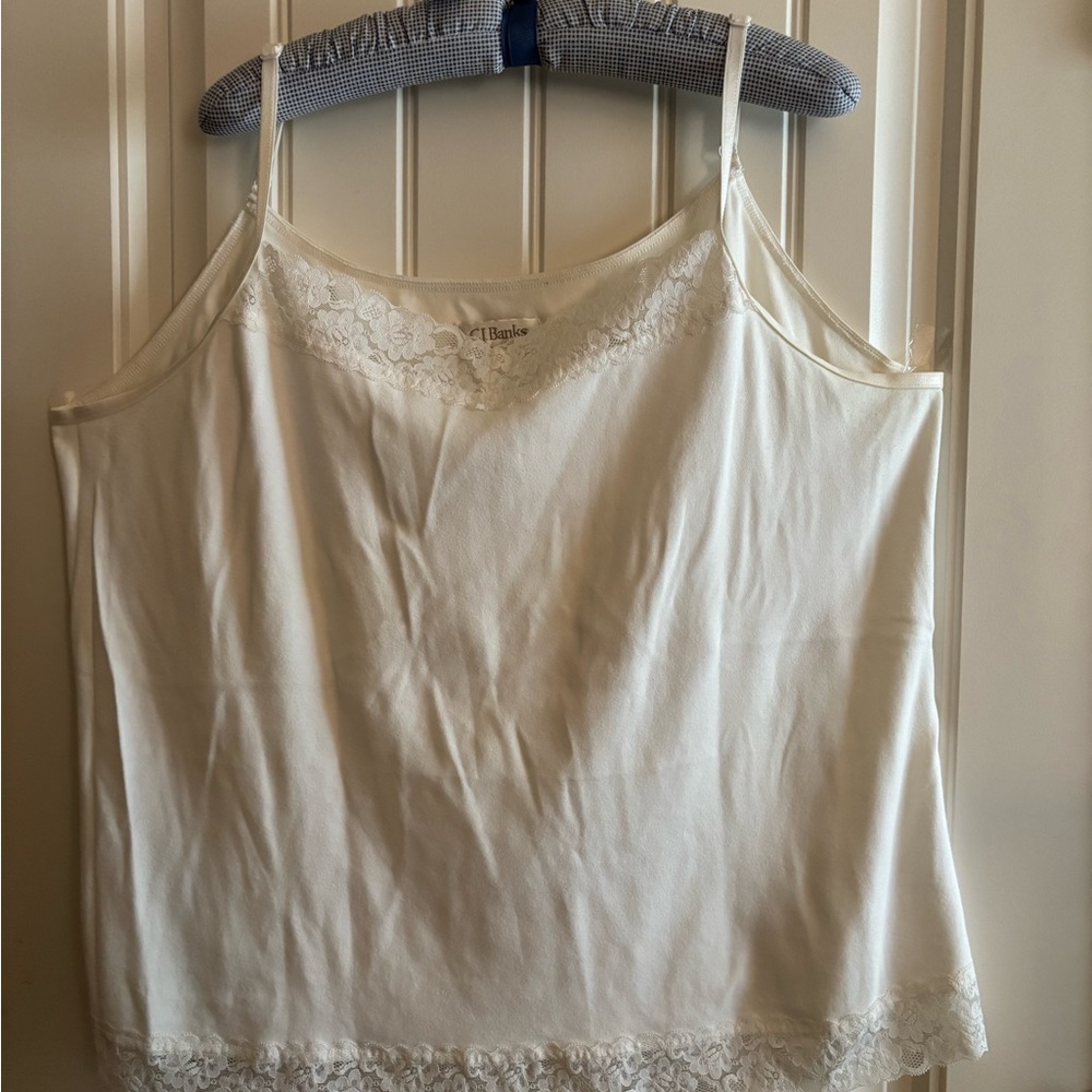 CJ Banks Ivory Camisole  with Lace 2X